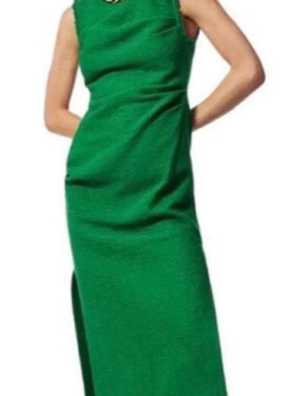 Zara Sleeveless Green Midi Sheath Dress Size M NWT